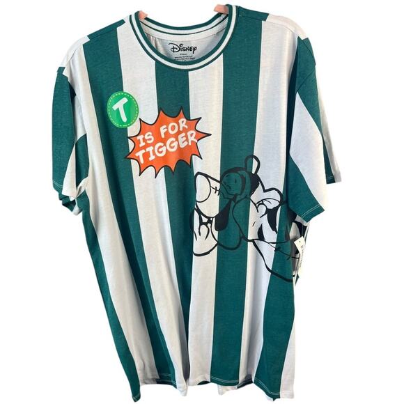 Disney BoxLunch Tigger green white stripe retro referee style t-shirt Large NWT - Picture 1 of 6
